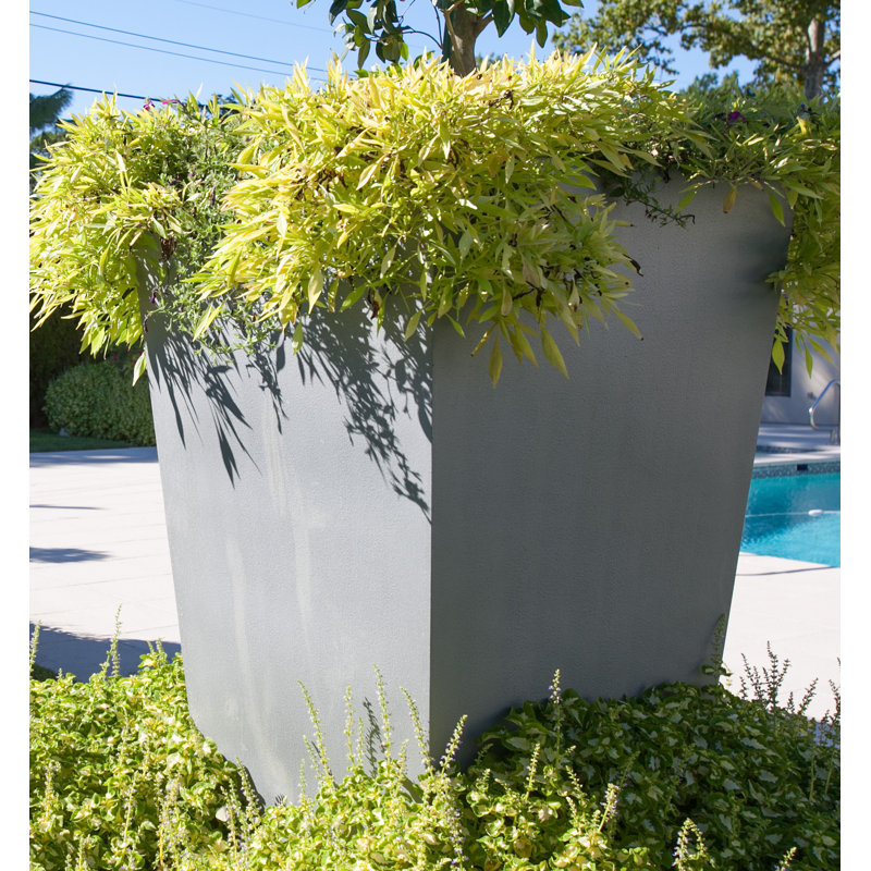 Vrtanes Geo Fibreglass Cachepot, 175cm H x 88cm W x 88cm D, Aluminium