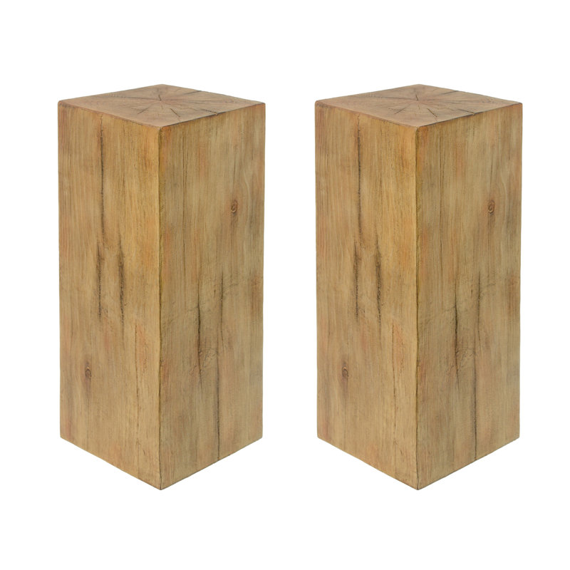 Wood-Look Square-Column MGO End Table(Only Including Table), Natural, 33.75" H x 14.5" W x 14.5" D