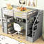 Lit mezzanine simple avec bureau, tablettes et escalier de rangement robuste gris-1676441816-1676441823