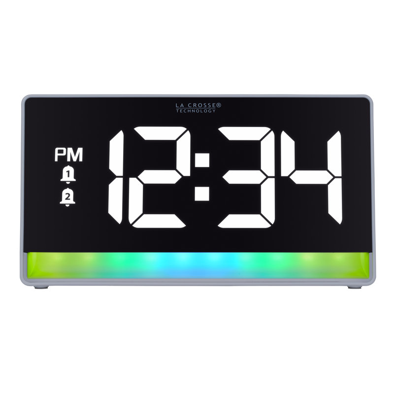 Digital Electric Tabletop Alarm White Clock with Color Changing Light