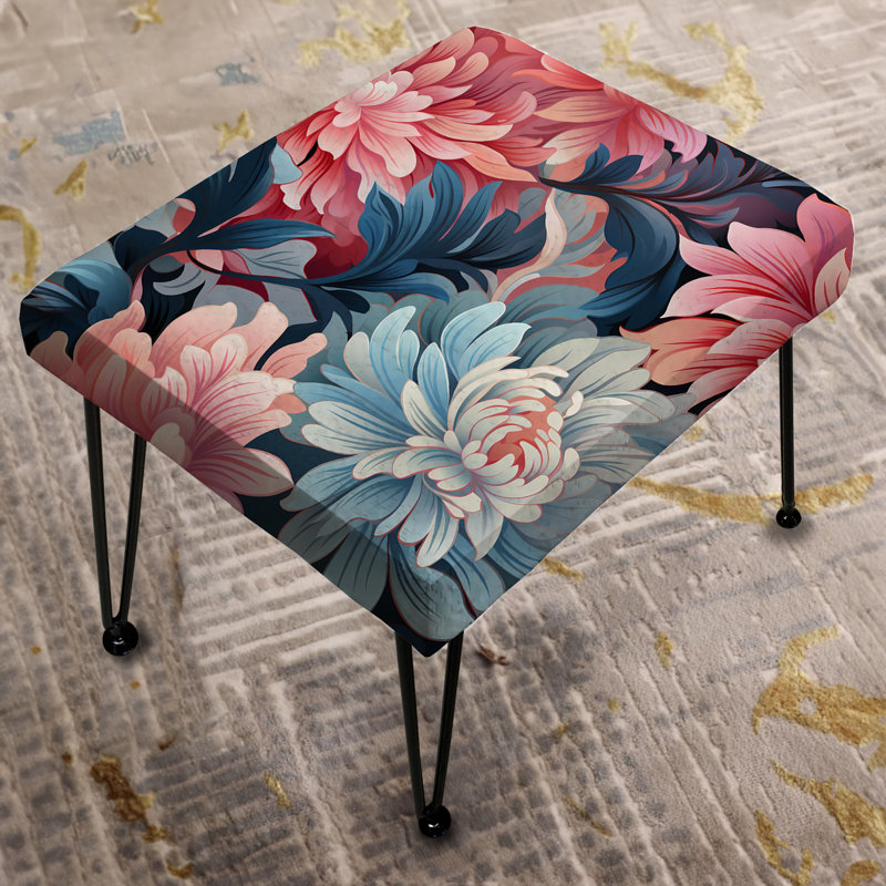 Mélange géométrique damassé rose et mauve - Repose-pieds rectangulaire damassé
