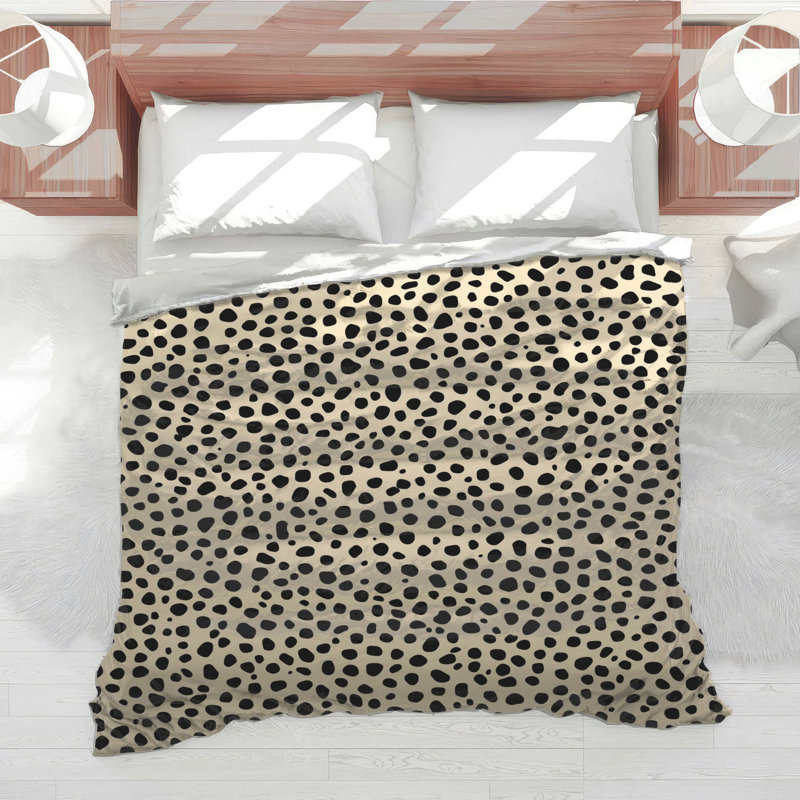 Black Beige Spots Comforter, Twin