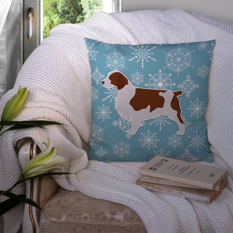 Winter Snowflakes Indoor/Outdoor Throw Pillow, 14" H x 14" W x 3" D