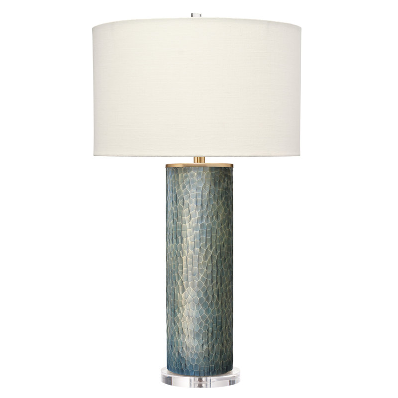 Viper Etched Glass Table Lamp, Truffle