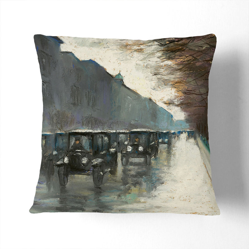 Cabs In The Rain Square Throw Cushion, 40cm H x 40cm W x 15cm D