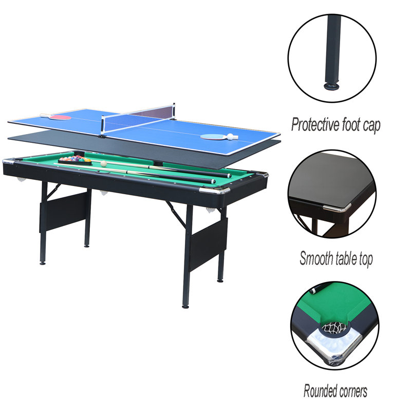 65.76 L Game Multi Game Table, 3 in 1 game table with metal legs for dining table, tennis table, billiard table