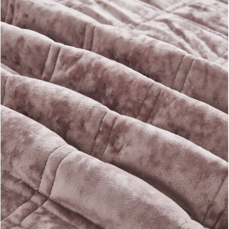 Velvet Quilt, King Quilt + 2 King Shams, Dusty Pink