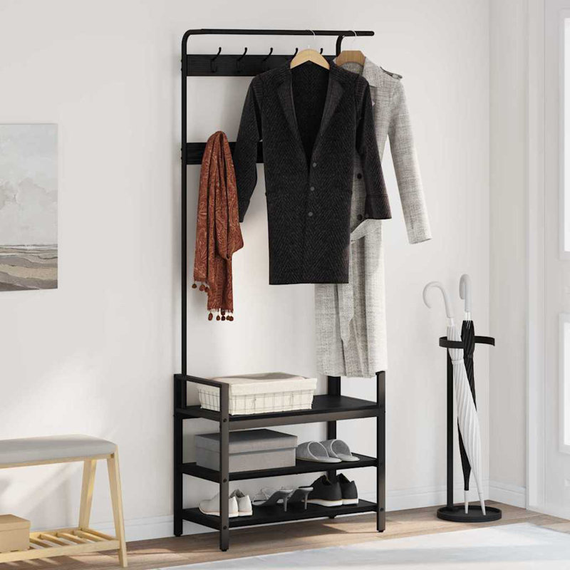 Hall Tree 75cm Wide, Black Oak