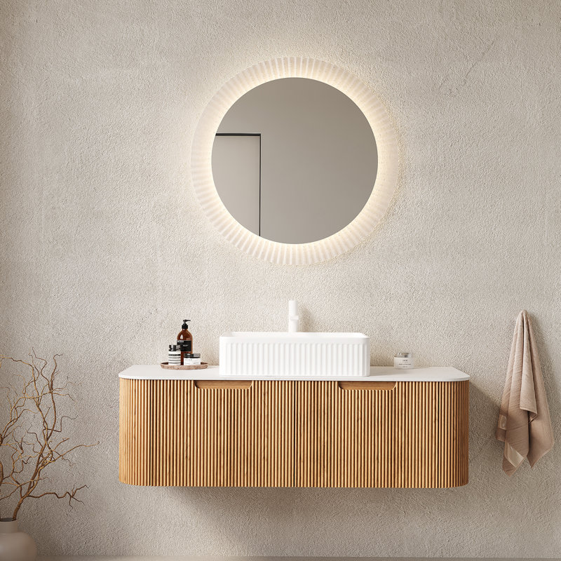 Meuble-lavabo mural flottant avec lavabo, armoire de rangement et tiroir, pré-assemblé pour une installation facile et beaucoup de rangement