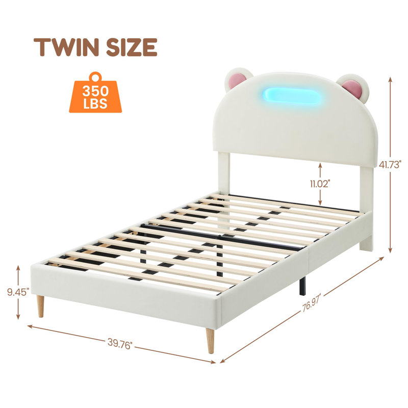 Upholstered Platform Bed, Beige