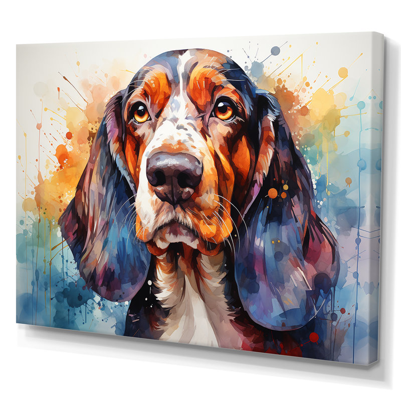 Chien basset hound beauté I, L 44 po x H 34 po x P 1,5 po, Toile tendue