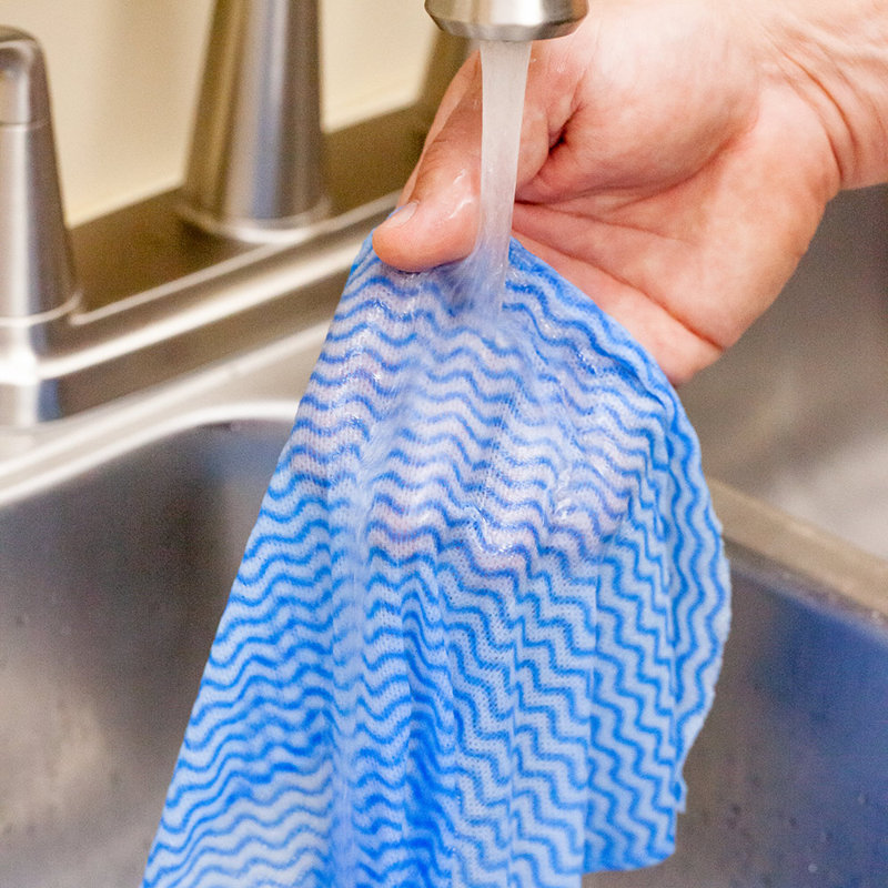 Rouleaux de chiffon de nettoyage réutilisables 11 x 11 pouces, 10 rouleaux de chiffon en viscose bleue lavables à la machine, 50 feuilles par rouleau, absorbant