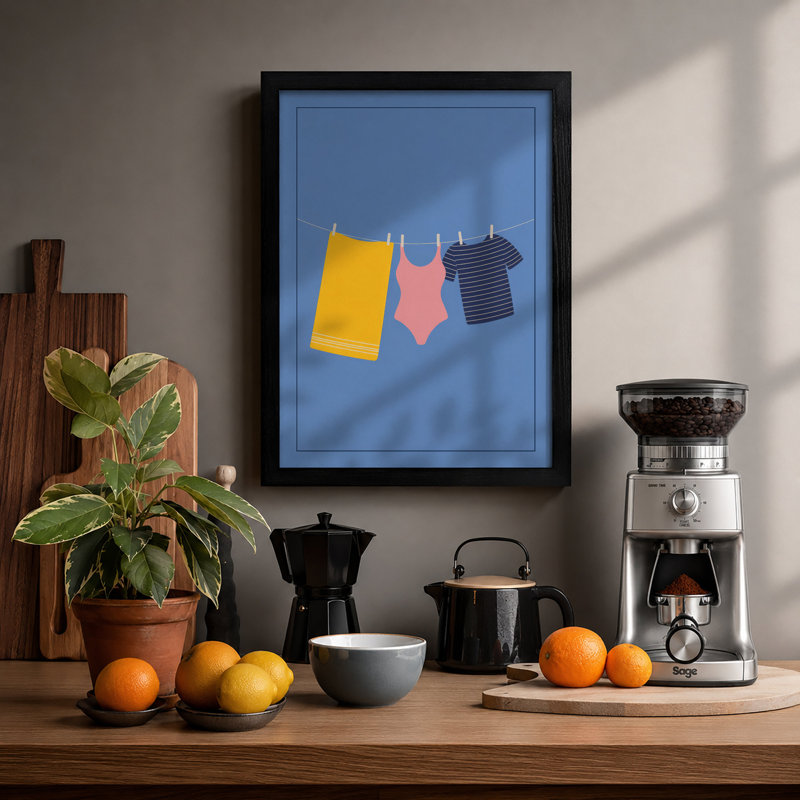 Laundry Line Modern - Print, Black, A4 - 29.7 x 21.0 cm