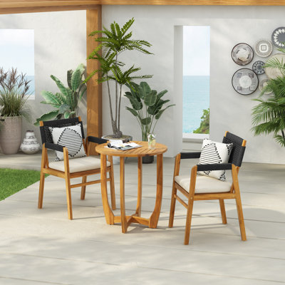 Outdoor Wood & Rope Bistro Set by Union Rustic