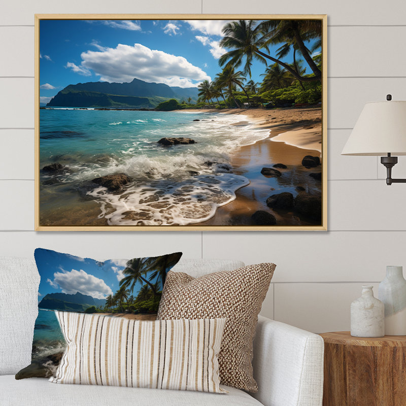 Aloha Tropical Dreamscape II - Maui, impressions encadrées, H 16 po x l 32 po x P 1 po, Cadre naturel flottant