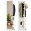 Miroir pleine grandeur pivotant à 360 ° en bois massif avec portemanteau et tablettes de rangement, miroir de plancher autoportant 66 po avec crochets pour chambre à coucher, salon, vestiaire-1509649981