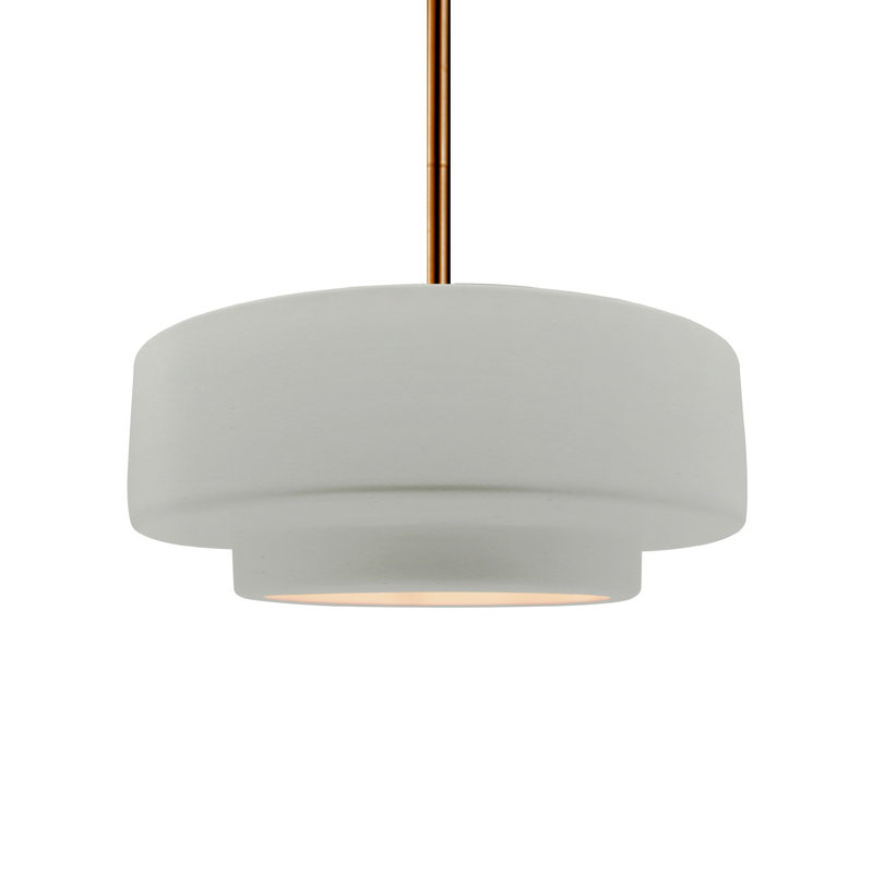 Luminaire suspendu à 1 lumière Meydan - DEL, Blanc mat, Laiton brossé, H 5,25 po x l 14,5 po x P 14,5 po