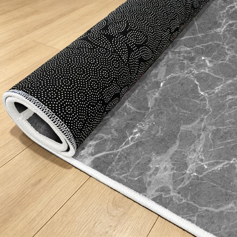 Gray Grey Marble Shot Subtle White Natural Backdrop Can Surface Machine Washable Indoor Area Rug, Rectangle 32" x 47"
