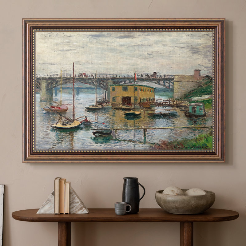 Pont à Argenteuil un jour gris, v. 1876-Claude Monet-Toile encadrée sur mesure, 16 po x 22 po, Toile avec cadre
