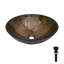 Lavabo vasque en verre trempé Amber avec bonde escamotable, motif de plumes centrales, facile à assembler dans la salle de bain, 16,5 po x