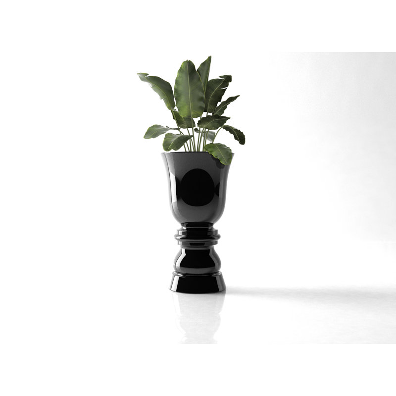 Suave Resin Pot Planter, 59" H x 29.5" W x 29.5" D, Black