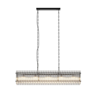 Modern Rectangular Crystal Glass Chandelier
