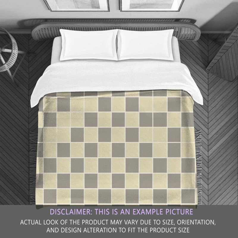 Machine Printed Comforter, Twin Comforter, Silver/Beige Checkered