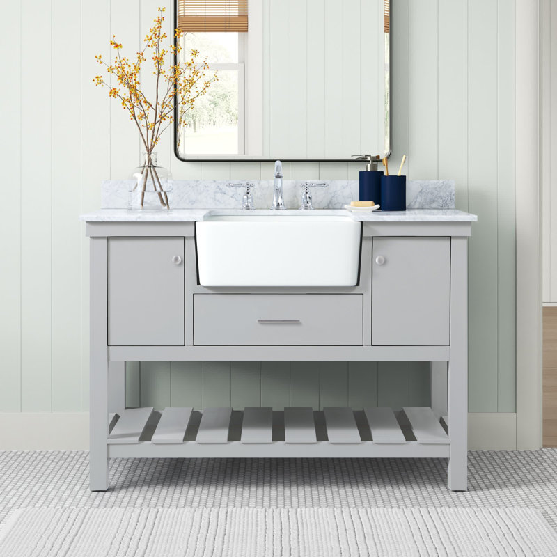 Meuble-lavabo simple 48 po avec dosseret Pelaghia, Gris