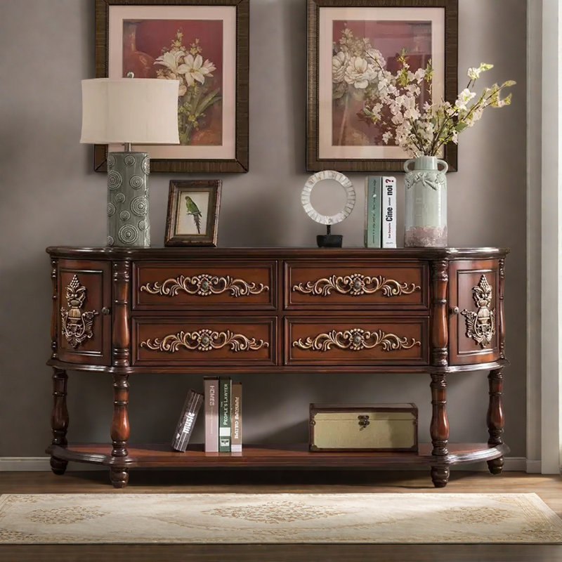 Console American Retro, H 34,25 po x l 70,87 po x P 15,75 po, Brun