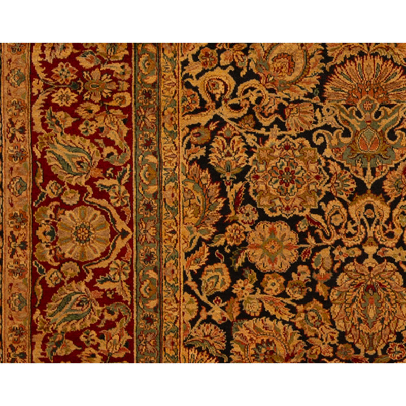 High-Quality Hand-Knotted Navy And Red Area Rug