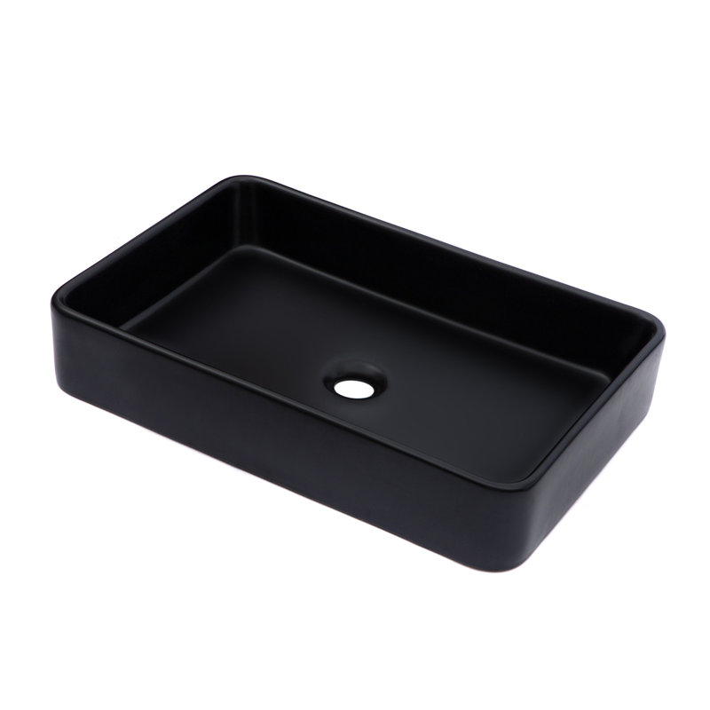 Lavabo de salle de bain rectangulaire en céramique 16 po APRESSHUI, Noir