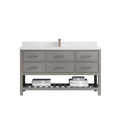 Parker 60'' Single Bathroom Vanity with Quartz Top