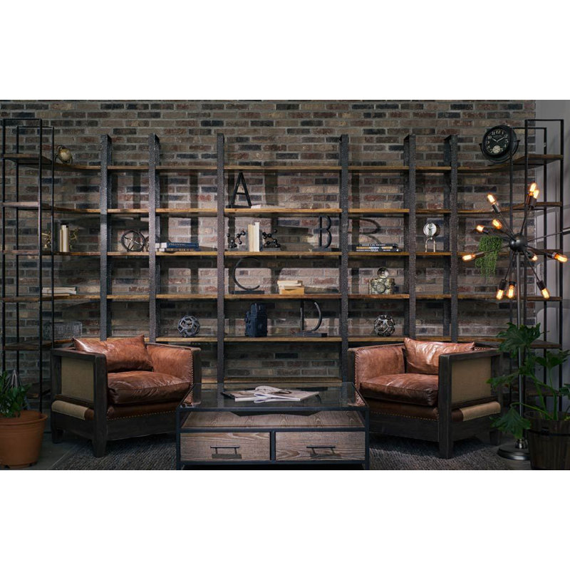 Tauton II 90" Bookcase, Black/Brown