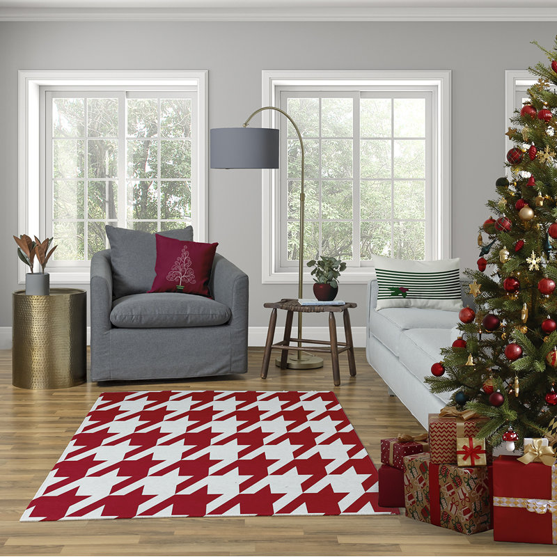 Holiday Essence Reversible Throw Pillow, 16" H x 16" W, Red