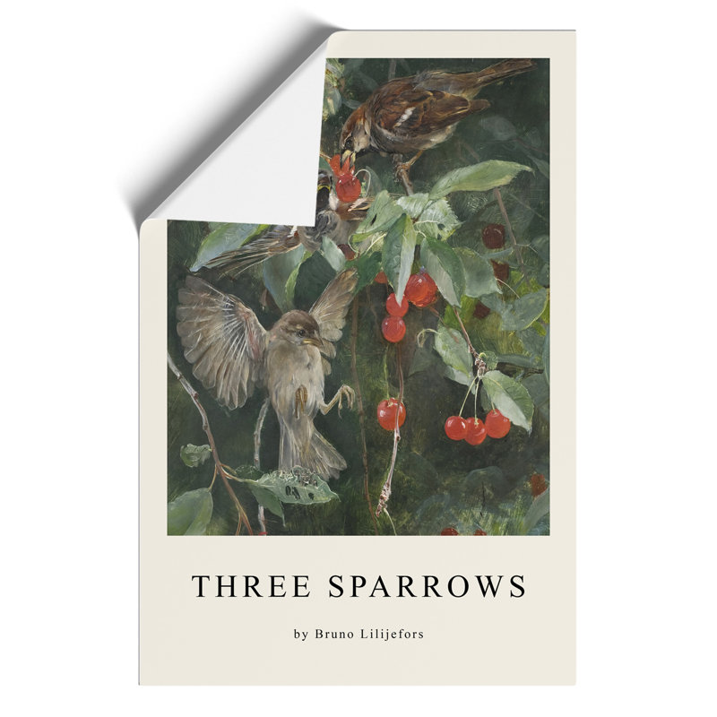 Sparrows In A Cherry Tree by Bruno Liljefors - No Frame Print, 59cm H x 42cm W x 0.1cm D
