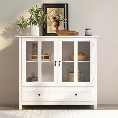 Buffet Cabinet with Glass Doors and Bell Handle