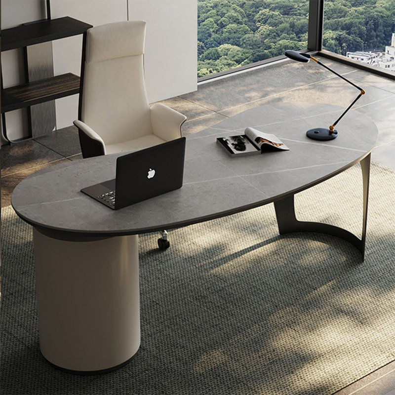 55.12"Italian minimalist slab executive desk, 28.74" H x55.12" W x 27.56" D
