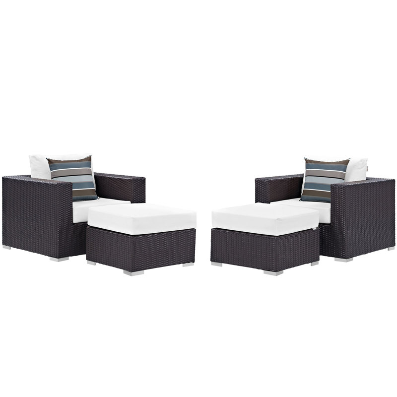 Convene 4 Piece Outdoor Patio Sectional Set, White