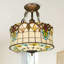 Lustre semi-encastré en verre coloré 17 po Tiffany