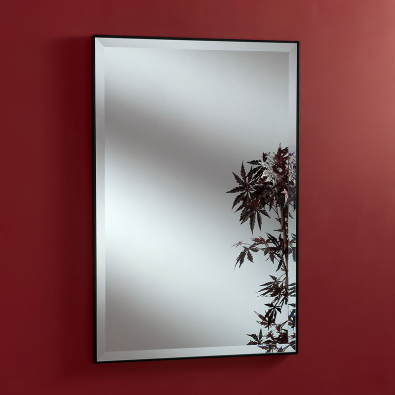 Arjae Wood Flat Wall Mirror, 154cm H x 63cm W, Black