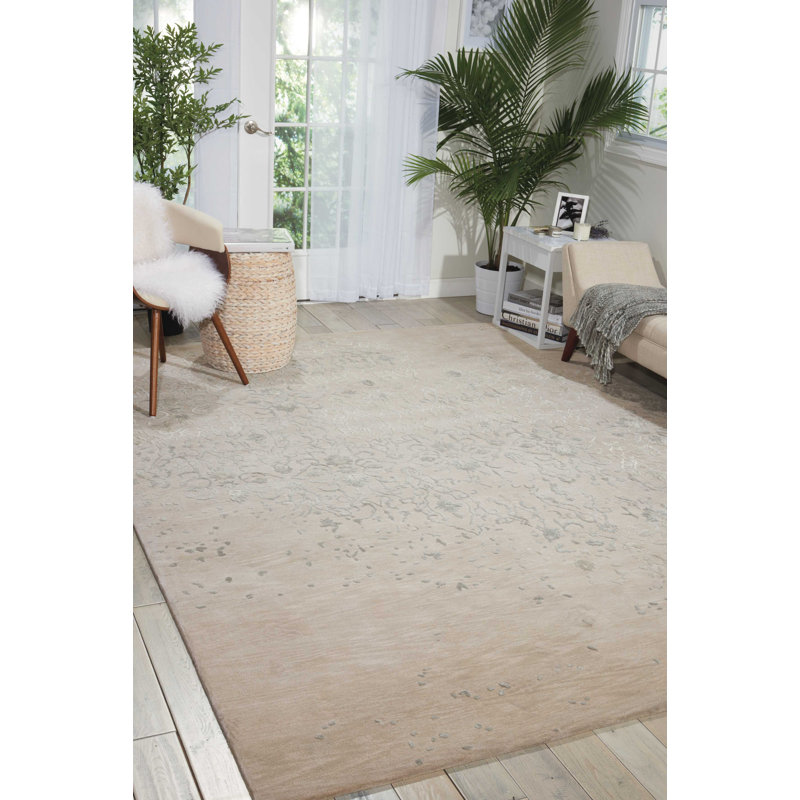 Tapis beige contemporain fait à la main Paris Damask, Rectangle 5 pi 6 po x 7 pi 5 po