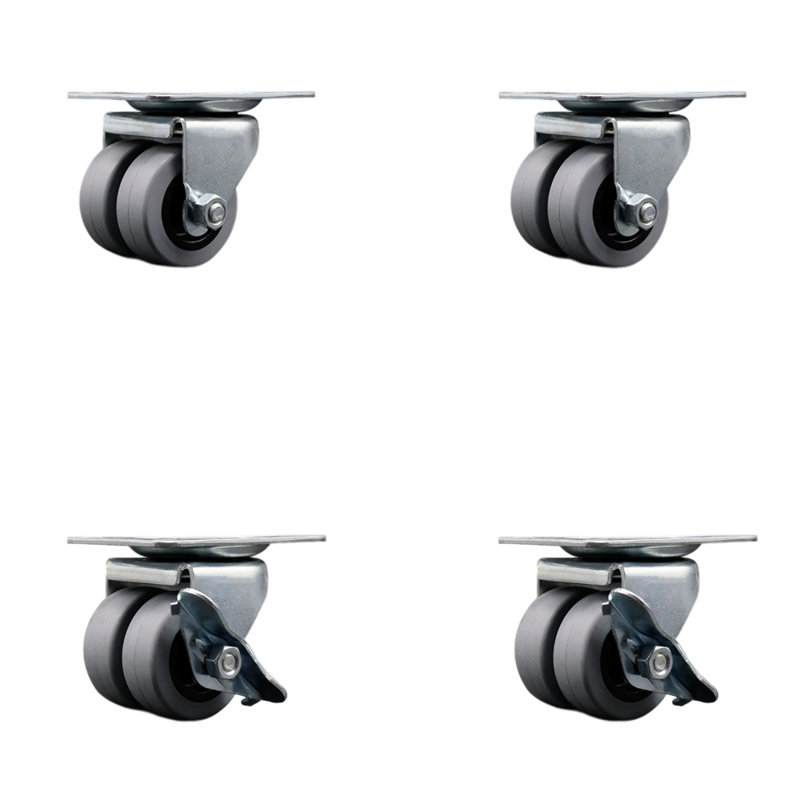 4-Piece Low Profile Thermoplastic Caster Set