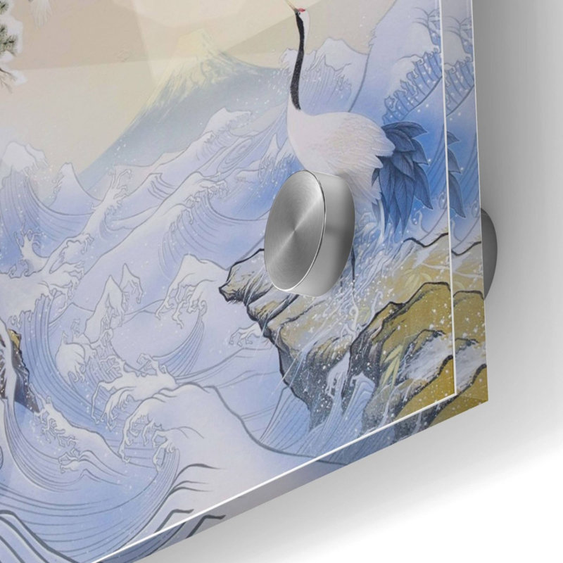 «Winter Waves» par Zigo Tanabe, art mural en verre acrylique, H 24 po x l 24 po