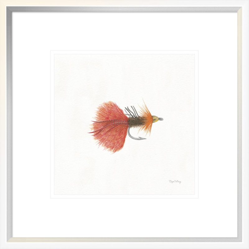 " Gone Fishin VIII " by Elyse DeNeige, White, White Framed Canvas, 10" H x 10" W