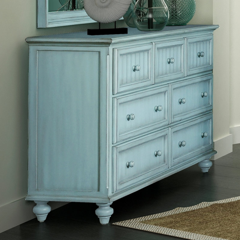 Kolya - 7 Drawer Dresser - Bleu Finish, Blue