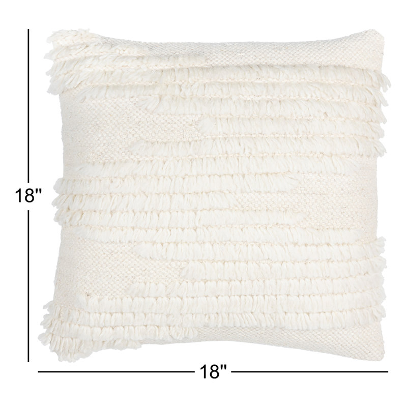 Emberly Ruffled Cotton Reversible Throw Pillow, No Fill, 18" x 18"