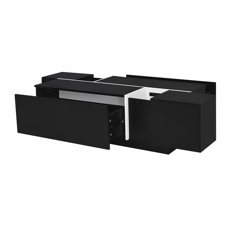 Multi-Functional Extendable Coffee Table with Hidden Storage and Drawers, Ideal for Organizing Living Room Essentials and Enhancing Decor.
