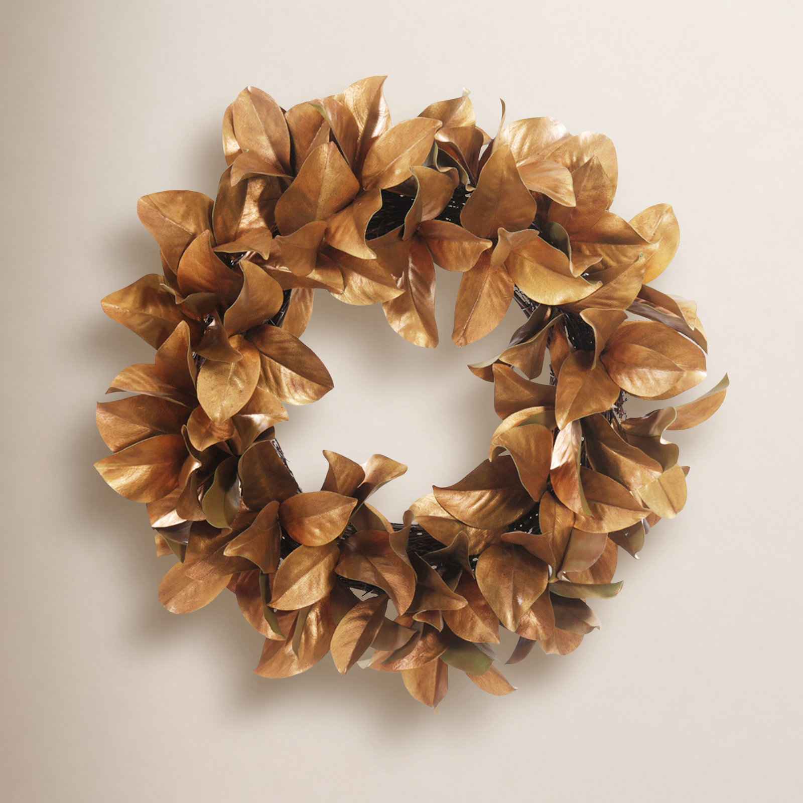 Bertrand Faux Magnolia Polyester Wreath, 30" H x 30" W x 7.5" D