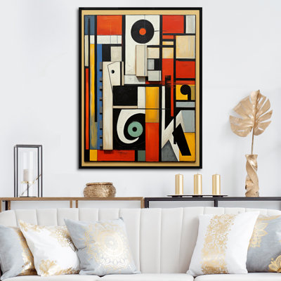 New Order Abstract Vintage Geometric In Retro Red - Modern Geometric Canvas Art Print