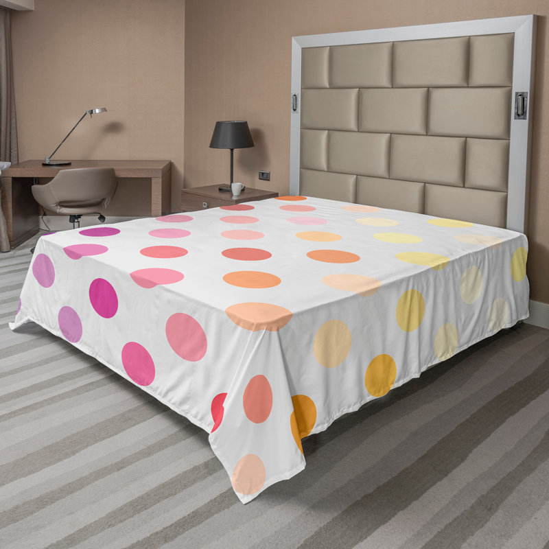 Ambesonne Top Flat Sheet Royal, Multicolor Polka Dots 14, California King Flat Sheet
